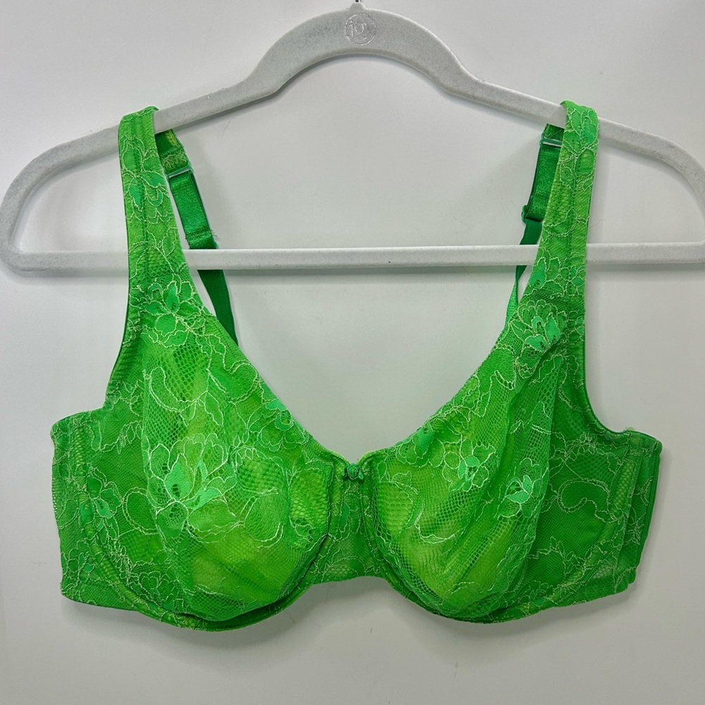 Cacique Lane Bryant Vibrant Green Lace Adjustable Strap Bra 42D